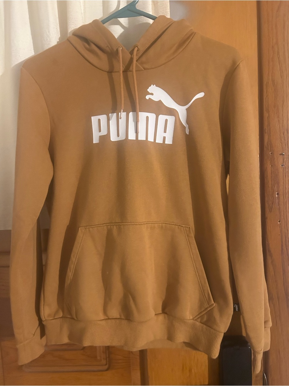 Puma Hooded Sweatshirt in Camel Brown with White Logo